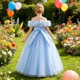 thumbnail image 4 of HAYIMI Child Elegant Girls Long Dress For Formal Occasions Shoulder Evening Gown With For Party Wedding And Recital Soft Dresses, 4 of 8