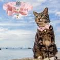 thumbnail image 4 of PuSpu 1Cute pet collar pinks lace bow beaded cats collar bells pet collar flower soft adjustable cats collar, 4 of 6