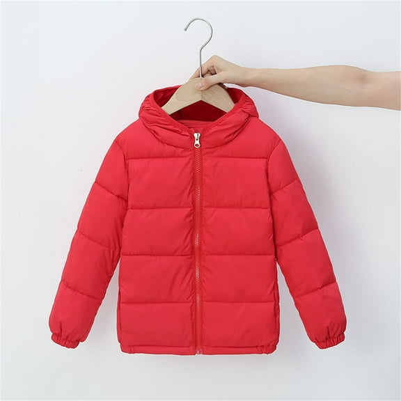Kids Boys Winter Coat,Kids Puffer Coat with Pocket Zipper Winter Hoodies Coat Long Sleeve Windproof Winter Thicken Coat Hooded Jacket Girls Winter Clothes Size 6-7 Years