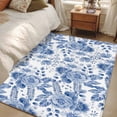thumbnail image 4 of 3'x5' Area Rugs, Blue Flower Indoor Outdoor Area Rug for Living Room Bedroom, Botanical Farmhouse Watercolor Floral Plant Washable Bathroom Rugs Kitchen Floor Carpet Mats Home Decor Aesthetic, 4 of 8