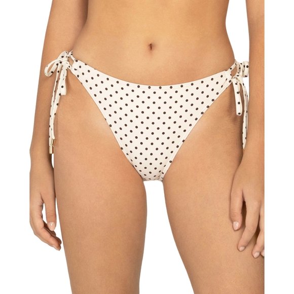 Peony Printed Side Tie Bikini Bottom, Beige, 4