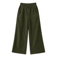 thumbnail image 2 of BXJX Girls Corduroy Pants, Fall Wide‑Leg Fashion Elastic Waist Casual Trousers with Pockets Army Green Size 6-7 T, 2 of 8