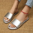 thumbnail image 4 of Mepaouo Women's Flat Sandals Open Toe Slip on Leather Slide Comfortable Fashion Beach Slippers Shoes, 4 of 8