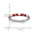 thumbnail image 2 of 2.5mm 925 Sterling Silver Polished Stackable Red Enamel Love Heart Ring Size 10 Stackable Ring for Women, 2 of 2