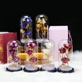 thumbnail image 4 of SHENGXINY Valentine's Day Artificial Flowers,Gold Foil Roses with lights,LED Glass Cover,Wedding Home Decorations,Birthday Gift,Decorative Ornaments,Party supplies Blue 4.3x3.5x8.9in, 4 of 6