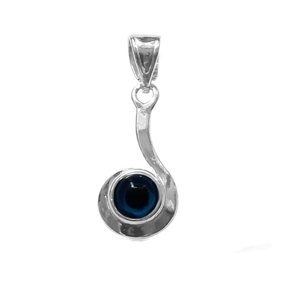 Sterling Silver Swirl Evil Eye Pendant Charm, 16"