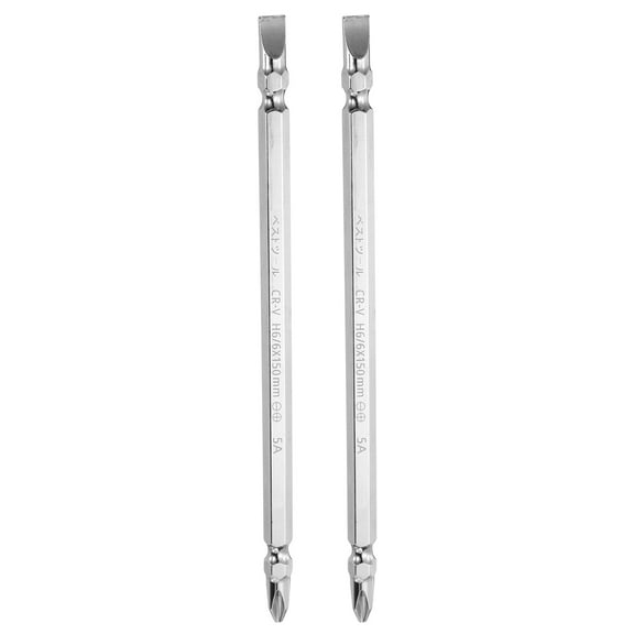 Uxcell 2pcs Magnetic Double Ended Screwdriver Bit 6mm PH2 6"/150mm 1/4" Shank Phillips Cross Slotted Flat Screw Driver Bit