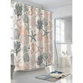 thumbnail image 3 of Fsddascl Green Pink Ocean Shower Curtain Set - 54" x 78" Washable Bathtub Curtain with 12 Hooks, Coastal Coral Starfish Seahorse Shell Waterproof Fabric Stall Shower Curtains for Bathroom/Bathtub, 3 of 6