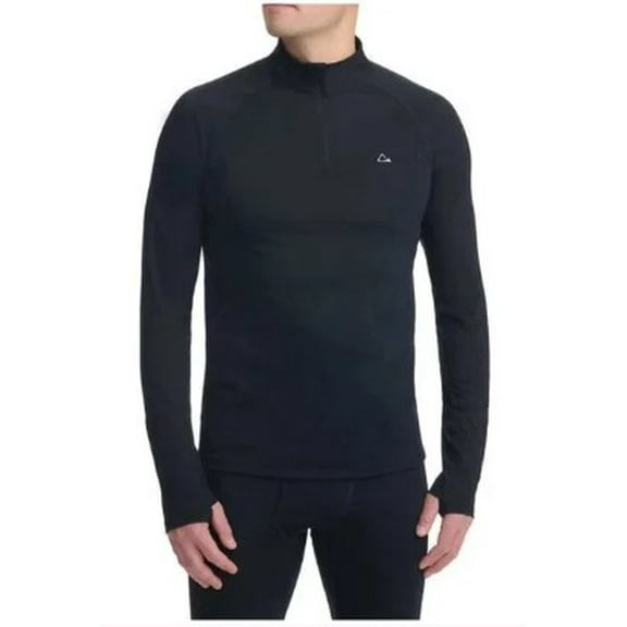 Paradox Men’s Merino Blend 1/4 Zip Performance Base Layer Top, Black, XL