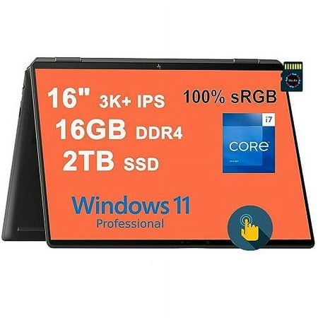 HP Spectre X360 16 2-in-1 Laptop | 16" 3K+ IPS Multi-Touch 100% sRGB 400nit | 13th Gen Intel 14-Core i7-13700H | 16GB DDR4 2TB SSD | Backlit Fingerprint Thunderbolt Win11Pro Black +32GB MicroSD Card