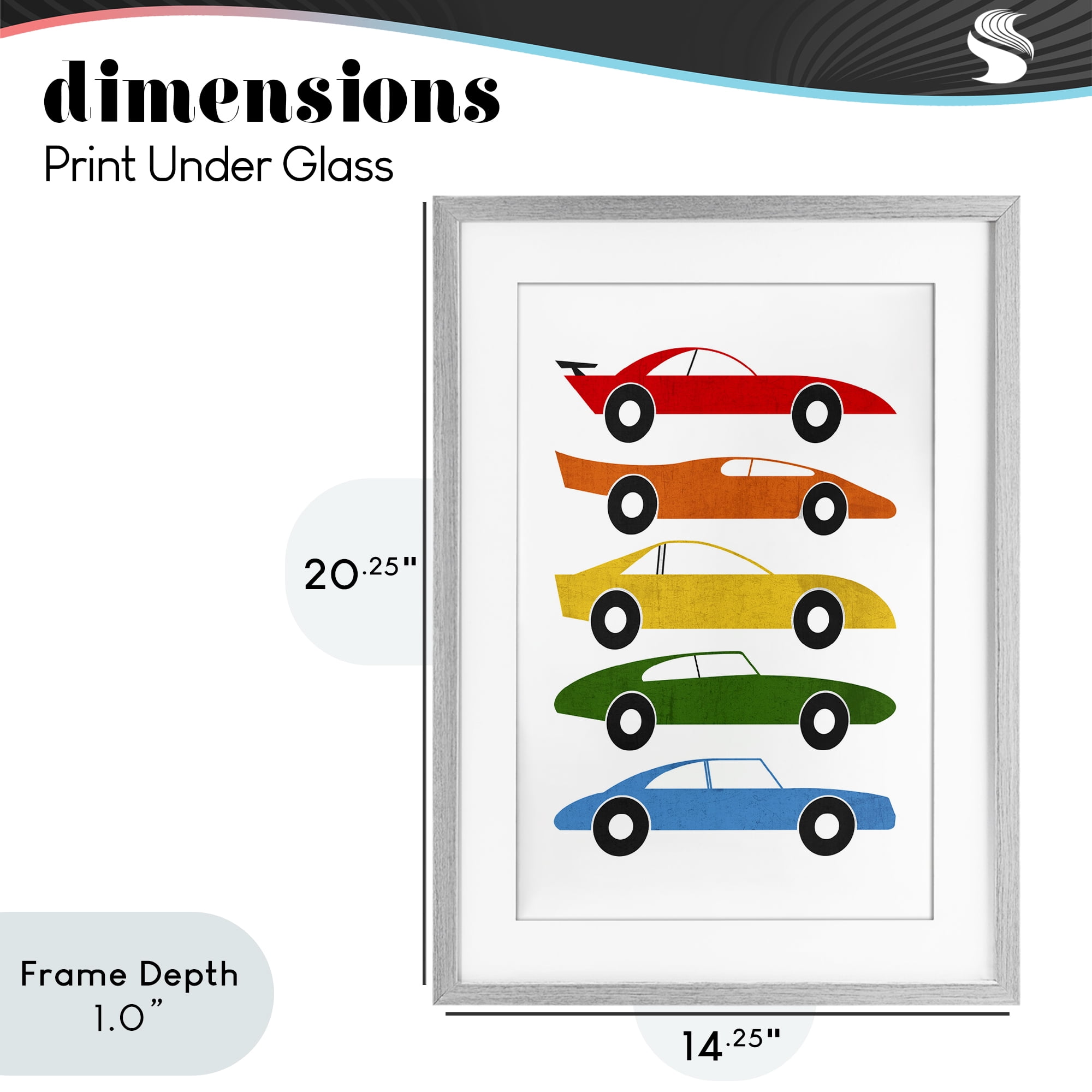 Stupell Industries Colorful Midcentury Cars Gray Framed Print Under Glass, design by Tom Quartermaine
