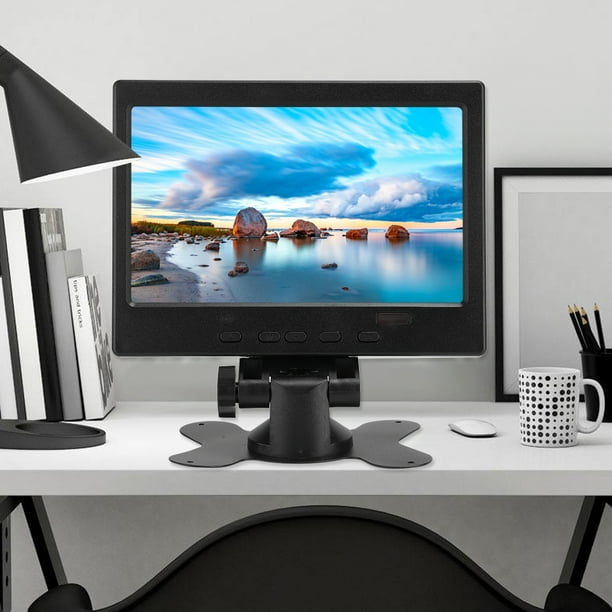Monitor de 7 Pulgadas, HD 1080p Mini Monitor 1024x600 IPS Pantalla LCD Con Soporte, Monitor Portátil, Monitor VGA Portátil Pantalla LCD para, CCTV