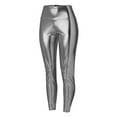 thumbnail image 5 of Bibifish Womens Leggings High Waist Solid Color Casual Leather Shiny Metallic Yoga Pants Pencil Pants Slim Fit Fashion Tights, 5 of 6