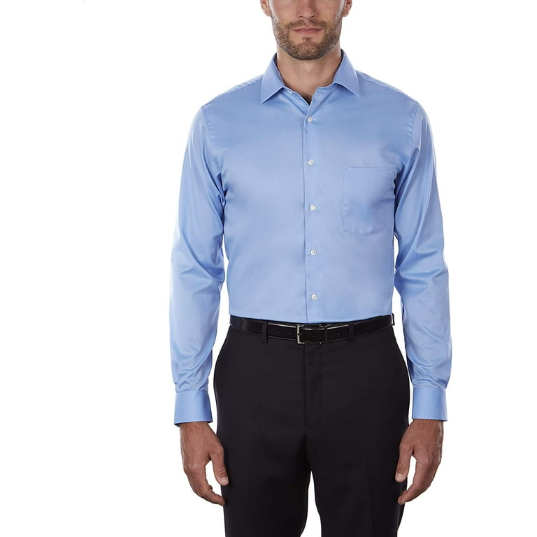 Van Heusen Men Regular Fit Stretch Flex Collar Solid Dress Shirt Size 15.5 34 35