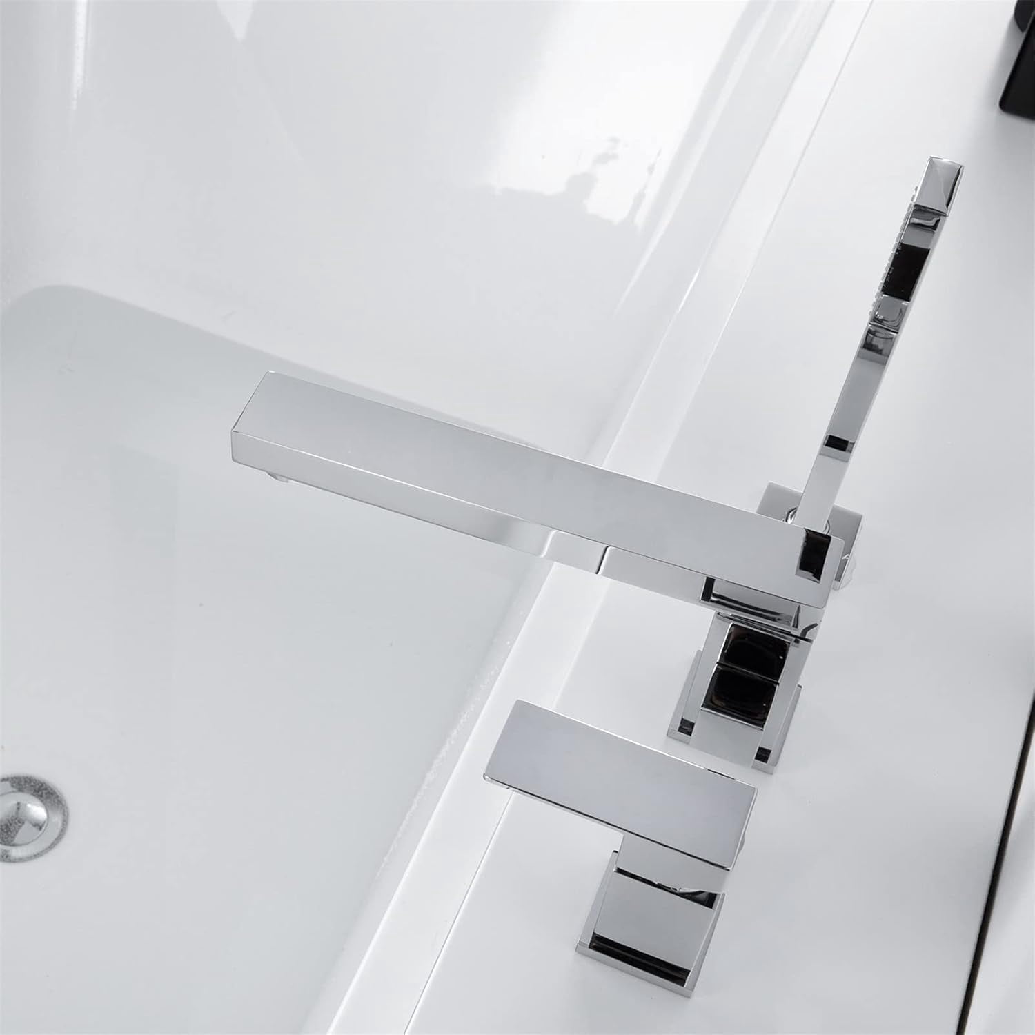Bathtub Faucet, Deck Mounted Brass Shower Tub Faucet Hot and Cold Water Mixer Bath Faucet with Handheld Shower