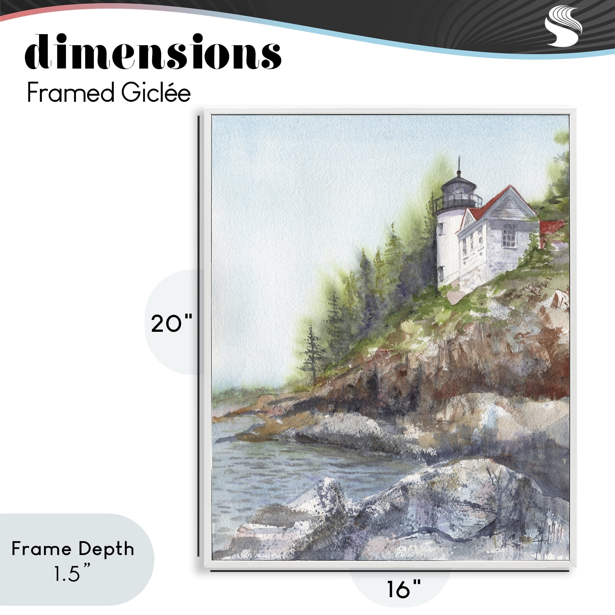 Stupell Industries Bass Harbor Lighthouse White Framed Giclee Art, design by Patti Bishop