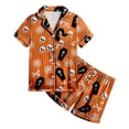 thumbnail image 5 of UAYOTSE Girls Short Sleeve Satin Pjs Set, Button‑Front Collared Top and Matching Shorts, Kids Sleep Loungewear for Holiday & Everyday Wear Size 4-5 Years, 5 of 5