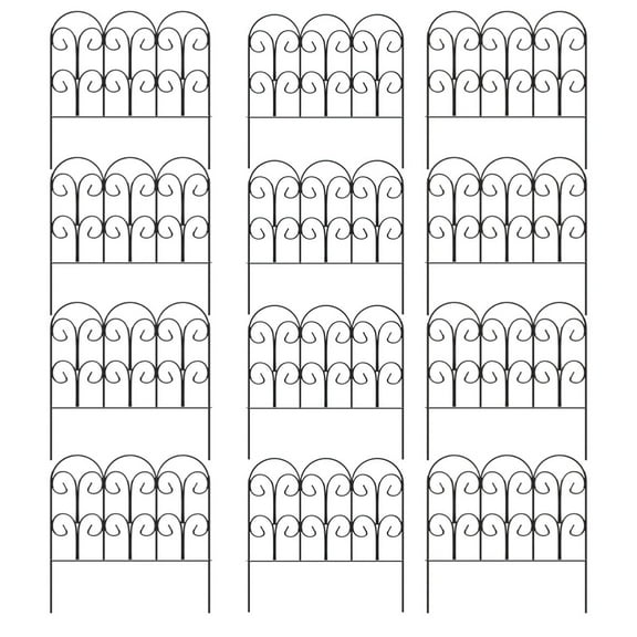 7470933 EDGING SCROLL FENCE 18"" Panacea 18 in. L X 18 in. H Steel Black Scroll Garden Edging (Pack of 1)