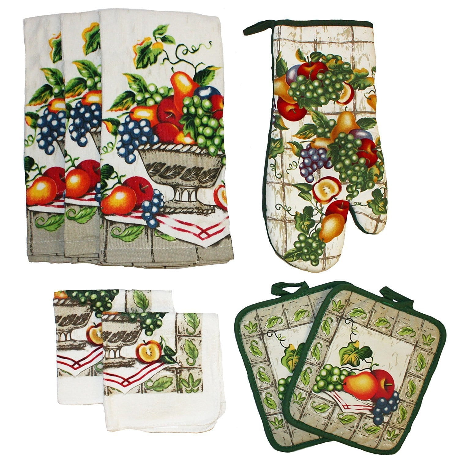 J & M Home Fashions 8 Piece Kitchen Set Fruit Bowl