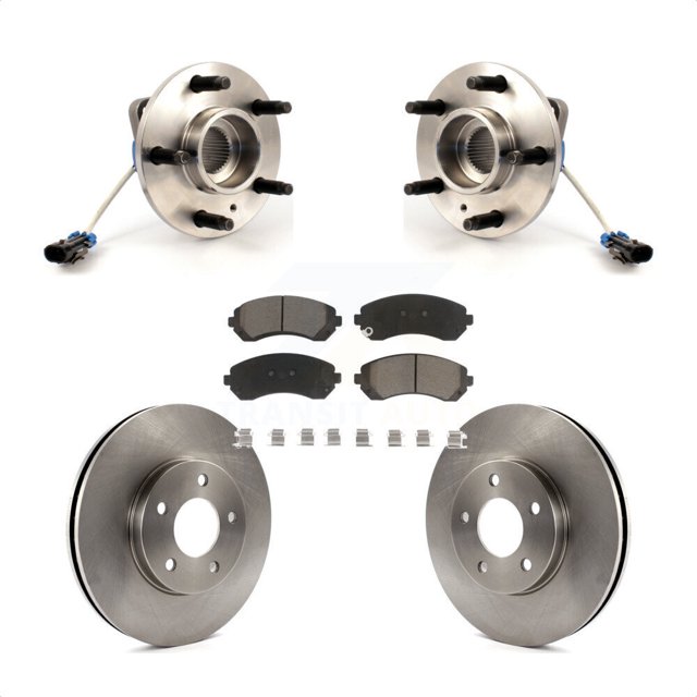 Transit Auto Front Hub Bearing Assembly Disc Brake Rotors and Ceramic Pads Kit for Car Buick Rendezvous Pontiac Montana Chevrolet Venture Aztek Oldsmobile Silhouette AWD KBB-122119