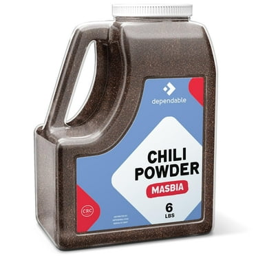 Dependable Food Dark Chili Powder, Kosher Ground Pepper Chili Seasoning in Airtight Container, 6-lb Bulk Jar