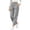 Gray 09, variant on Pants for Women, Solid Elastic High Waist Cropped Harem Pants, Button Decor Split Ankle Loose Jogger Trousers with Button Flap Side Pockets