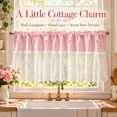 thumbnail image 5 of Plaid Lace Cafe Curtain, Light Filtering Rod Pocket Tier Curtain with Plaid, Small Window Treatment for Privacy, for Farmhouse Kitchen, Laundry Area and Small, Pink, 9.84 x 8.66 x 1.18 in, 1 Piece, 5 of 10