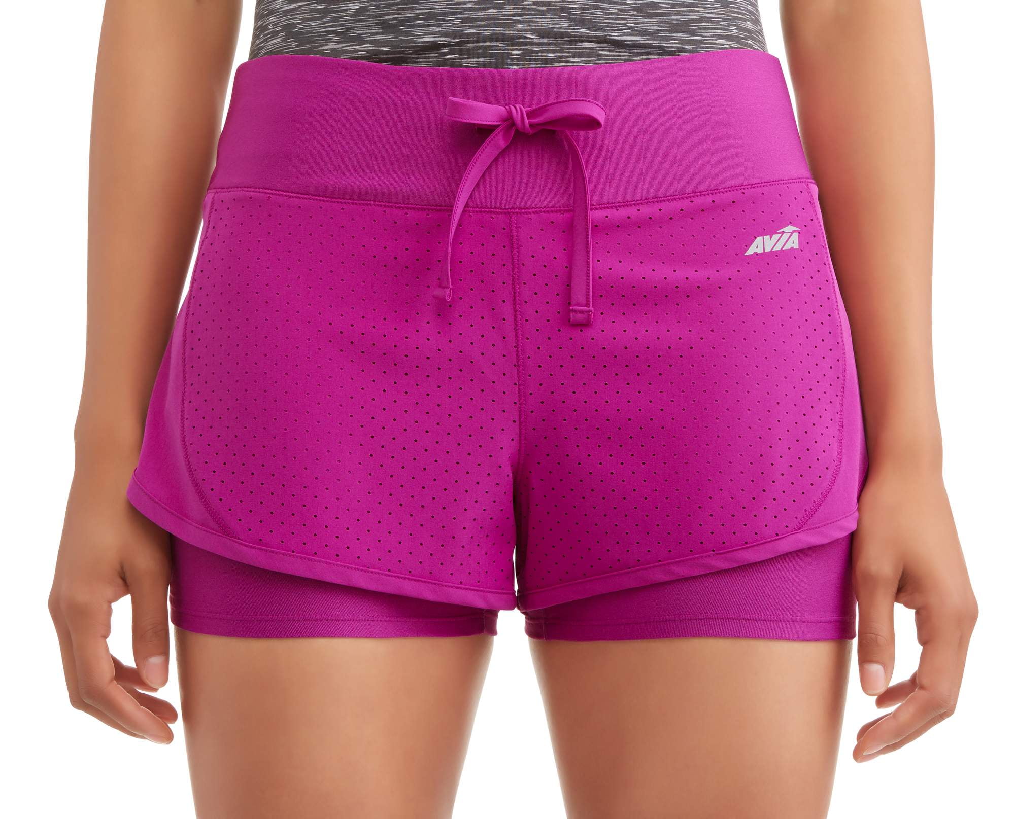 Women's Active Perforated Running Shorts With Built-In Compression ...