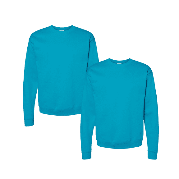 Hanes EcoSmart Crewneck Sweatshirt for Men, 2-Pack, Durable Long Sleeve Fleece Pullover, Teal, S