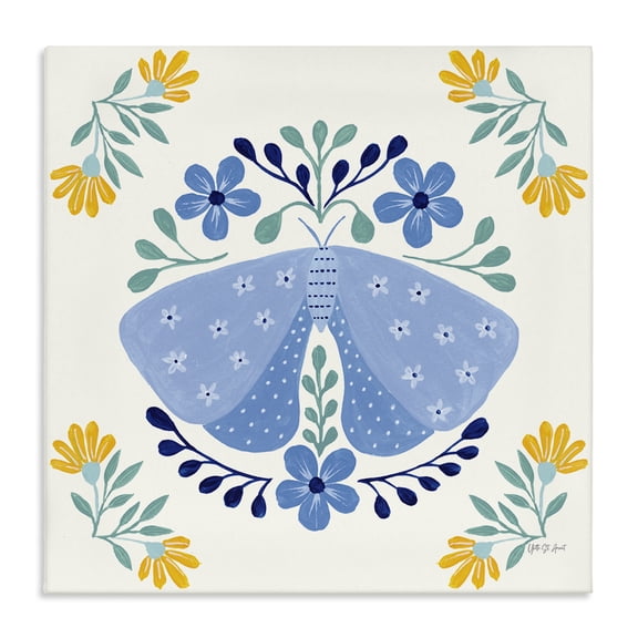 Stupell Industries Bohemian Blue Folk Butterfly Canvas Art, 17 x 17, by Yvette St. Amant