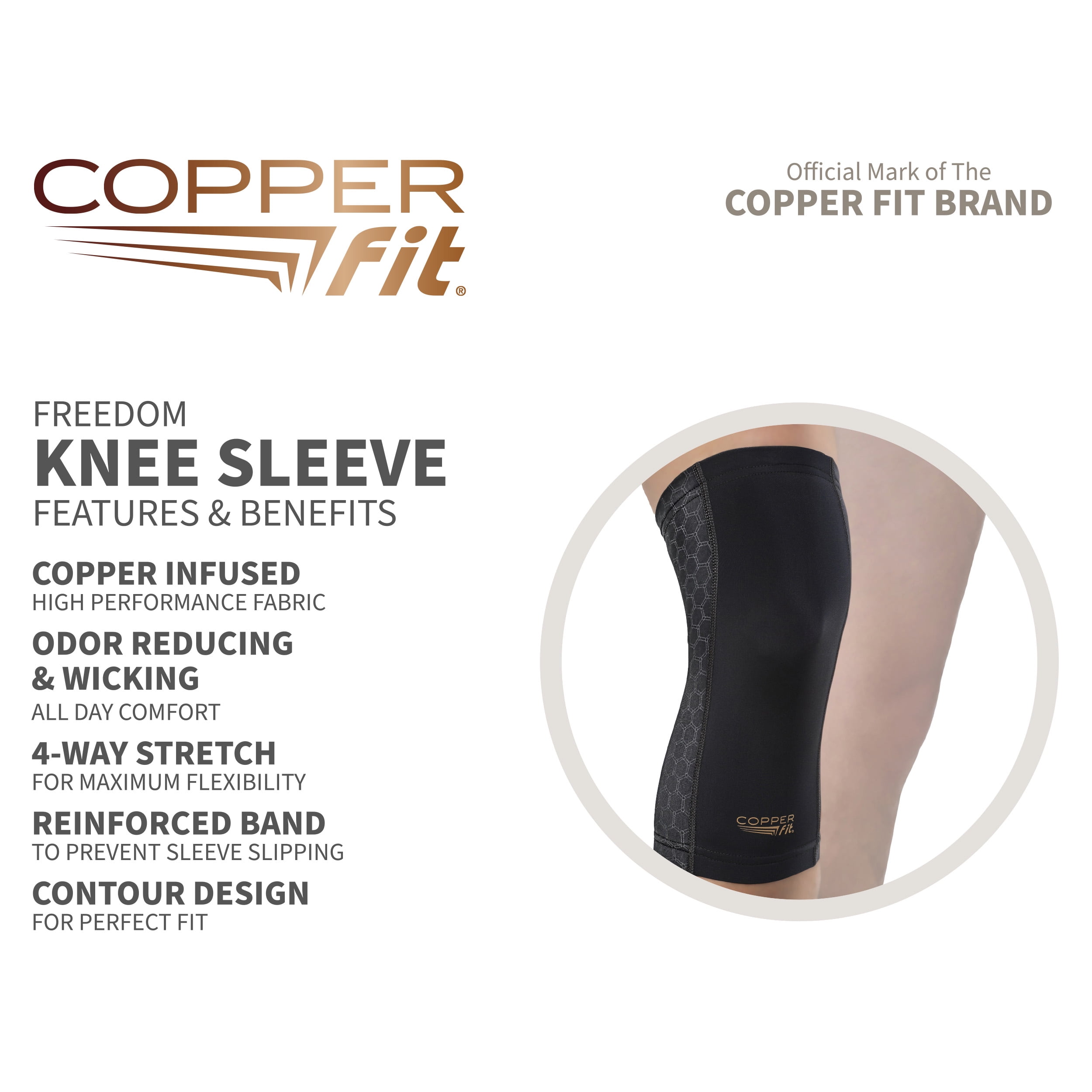Copper Fit® Copper-infused Freedom Knee Compression Sleeve, 14-16