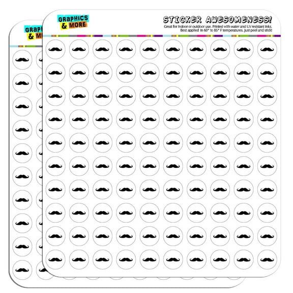 Mustache 1/2" (0.5") Scrapbooking Crafting Stickers