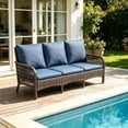 thumbnail image 1 of AECOJOY Rattan Patio Conversation Set with 3 Seater Sofa, Dark Blue, 1 of 4