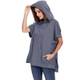 thumbnail image 3 of Womens Oversized Short Sleeve Hoodie Side Slits Pullover Sweater Top, 3 of 5