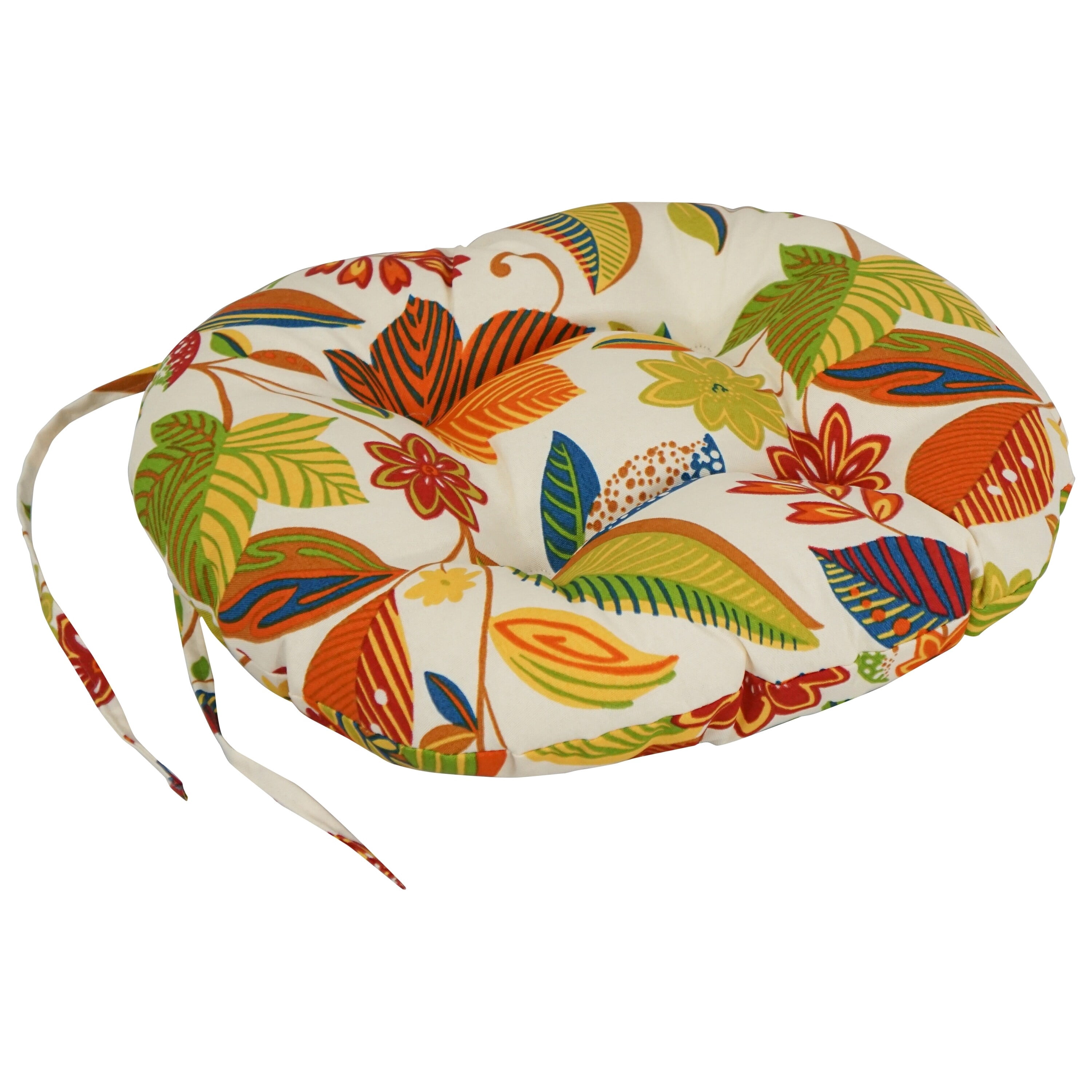 Blazing Needles 16 x 16 in. Round Outdoor Cushions with Ties - Set of 2