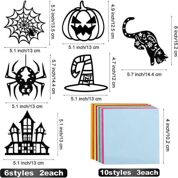 12 Pièces Halloween Vitrail Papier Effet Vitrail Kit Attrape