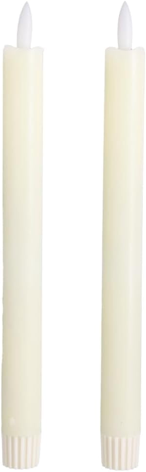 LumiPur Signature Collection Natural Glow LED Flameless Taper Candles, 1" x 9", Linen White, 2-Pack