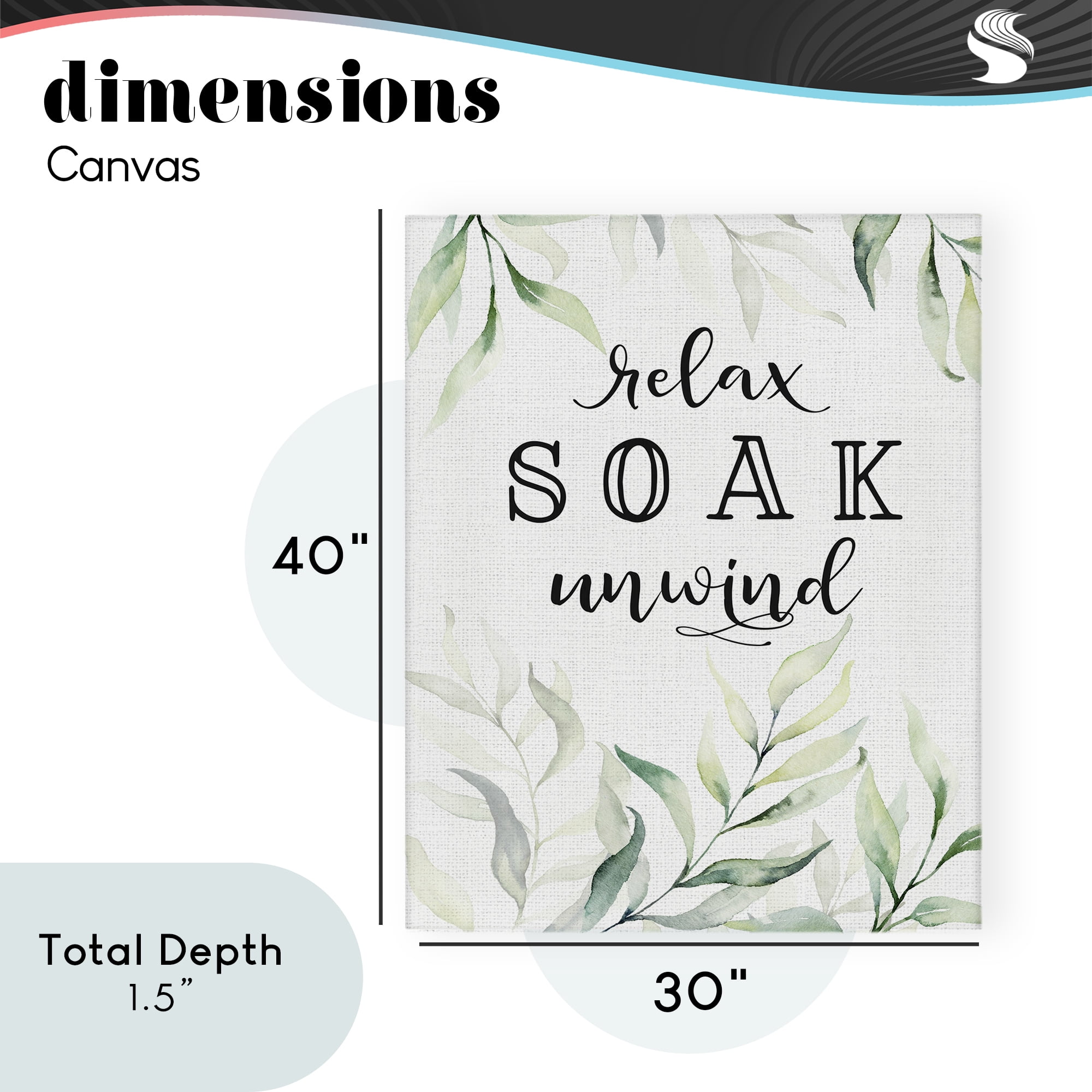 Soak & Unwind with Leaves Canvas Wall Art, design by Lettered and Lined
