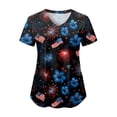 thumbnail image 4 of GEWSEY Scrubs for Women Patriotic Nurse Shirt 4th of July Plus Size V Neck Short Sleeve Scrub Top American Flag Nursing Tops (Black, M), 4 of 8