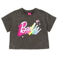 thumbnail image 2 of Barbie French Terry Cropped Drop Shoulder T-Shirt and Skirt Outfit Set Toddler to Big Kid, 2 of 5