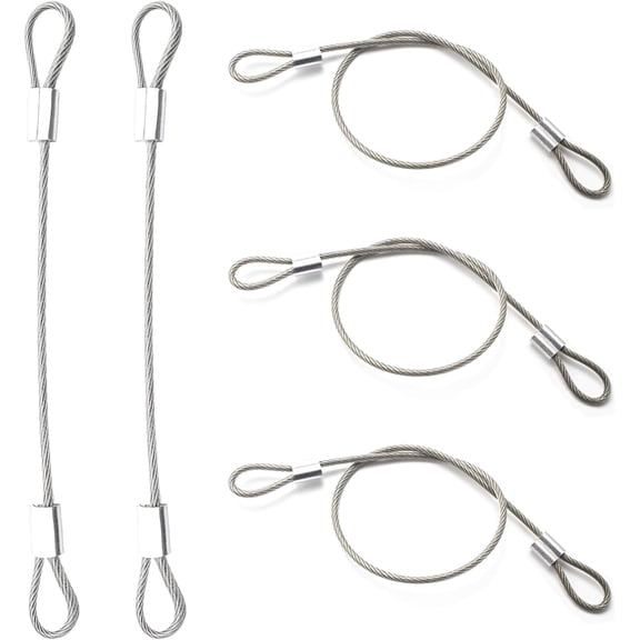 Stainless Steel Cable with Loops, Vinyl Coated Wire Rope Lanyard Lock Security Chains for Outdoor Gates, Stage Lighting, Luggage Lock Wire Rope with Loops 2mm Thickness 12inch L