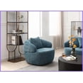 thumbnail image 5 of Mid Century Modern 1-Seat 360° Swivel Curved Boucle Sofa – Blue, Perfect for Living Room & Bedroom, 5 of 14