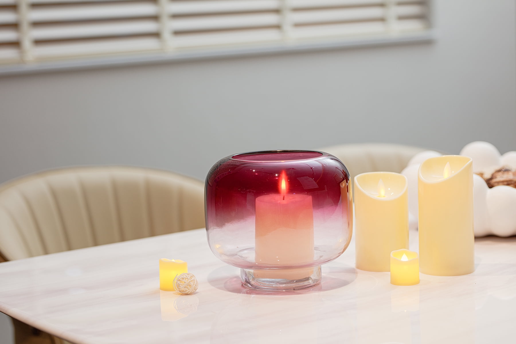 Mainstays 6.5" Purple Ombre Glass Hurricane Pillar Home Candle Holder Medium