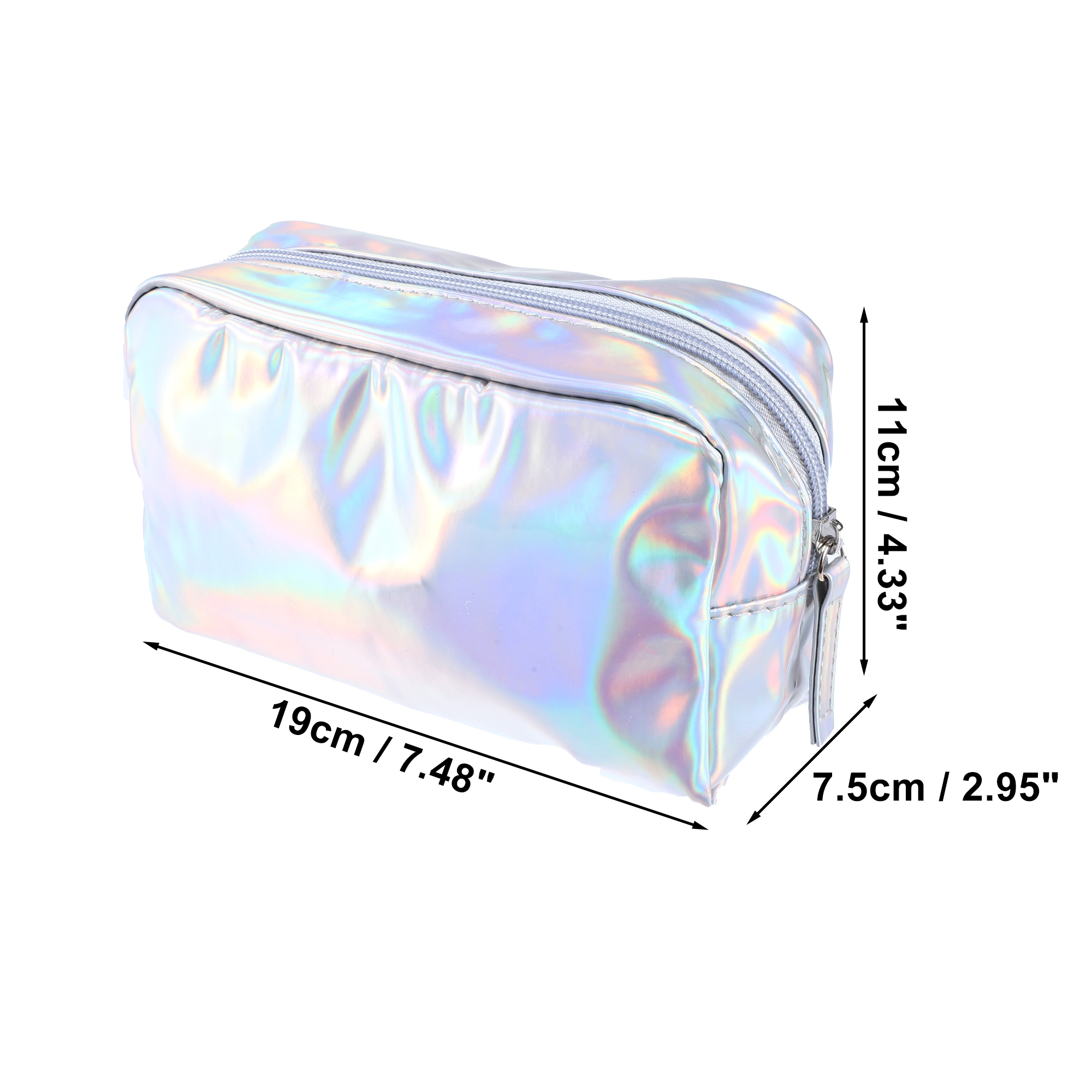 Unique Bargains 1Pc Women Durable Waterproof Cosmetic Bag for Toiletry Silver Tone