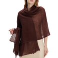 thumbnail image 7 of Lumtrix Vintage Scarf Fringed Edges Lightweight Breathable Wrap Sheer Daily Outdoor Shawls Brown One Size, 7 of 7