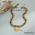 thumbnail image 2 of NICKSUN 18K Gold Plated Stainless Steel Leopard Fabric Woven Heart Pendant Necklace, Trendy Mixed Chain Retro Clavicle Jewelry for Women, 2 of 7