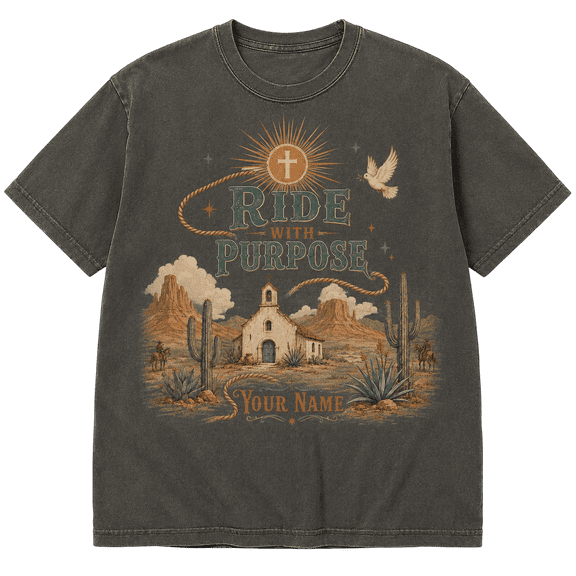 Lotusprint LLC Personalized Western Christian Classic Unisex T-Shirt Comfort, Desert Church Faith Tee