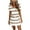 Khaki, variant on Lenago Women's Baggy Sleeve V-Neck Stripe Knit Dress With Belt Pockets Detail