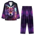 thumbnail image 2 of SEANATIVE Galaxy Wolf Button Up Pajamas for Men 2 Piece Long Sleeve Pj Serts with Pockets Plus Size Large Night Suits Men Pajama Set 2 Piece Top and Pants Loungewear, 2 of 6