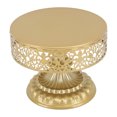 thumbnail image 1 of Dessert Stand Golden Cake Holder Lace Design Easy Assembly Round Treat Display For Party Metal Molds, 1 of 8